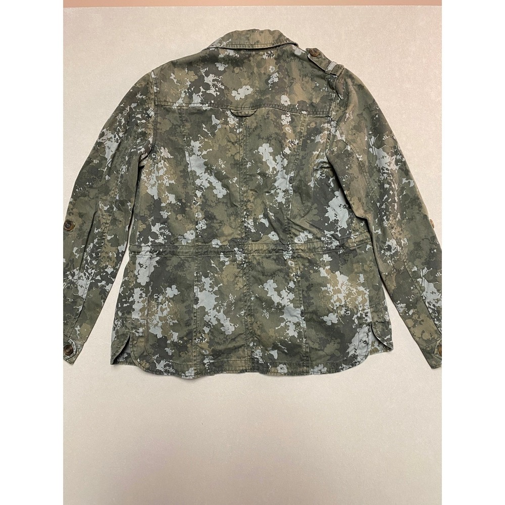 Aeropostale Womens Floral Camo Utility Field Jacket Olive Green Cotton Medium - Picture 4 of 10
